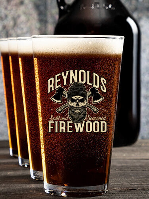 Firewood : Growler Pint Glass Gift Sets - Color Printed