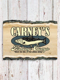 Fishing Camp : Faux Sliced Log Plaque