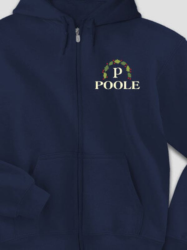 Christmas Monogram : Embroidered Zip Hoodies