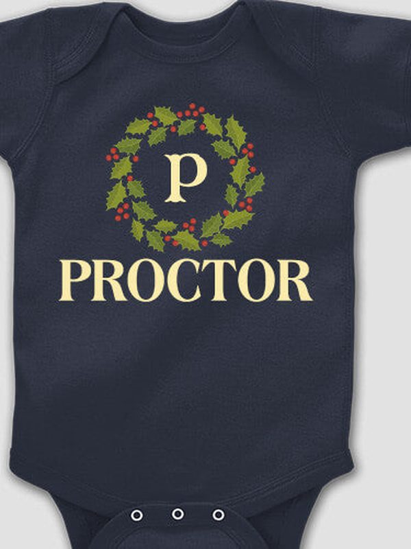 Christmas Monogram : Printed Baby Bodysuits